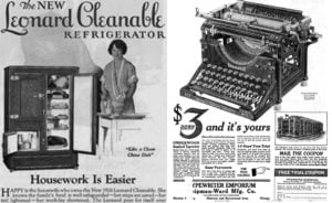 Anúncios de 1929 nos EUA mostrando como os eletrodomésticos eram úteis ou como as coisas eram baratas.