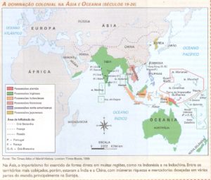 Mapa Neocolonialismo na Ásia.